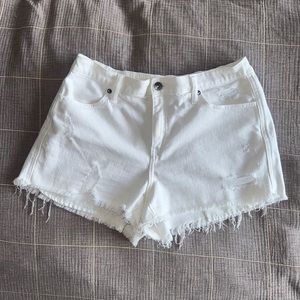 Aerie White Denim Shorts